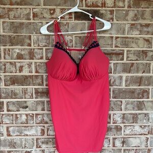 Swim By Cacique Pink Strappy Tankini Top